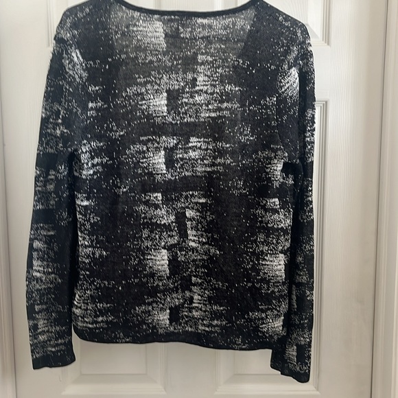 EILEEN FISHER black shadow lightweight organic linen open front cardigan sweater - Picture 6 of 6